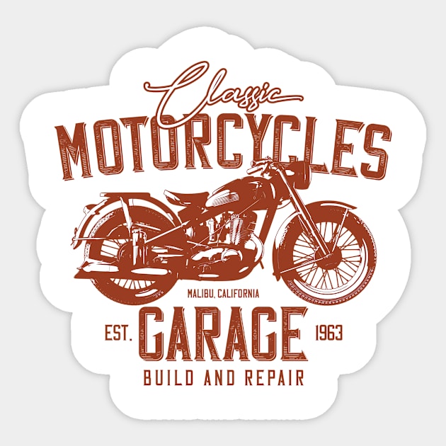 Classic Motorcycles Garage California Sticker by BrillianD